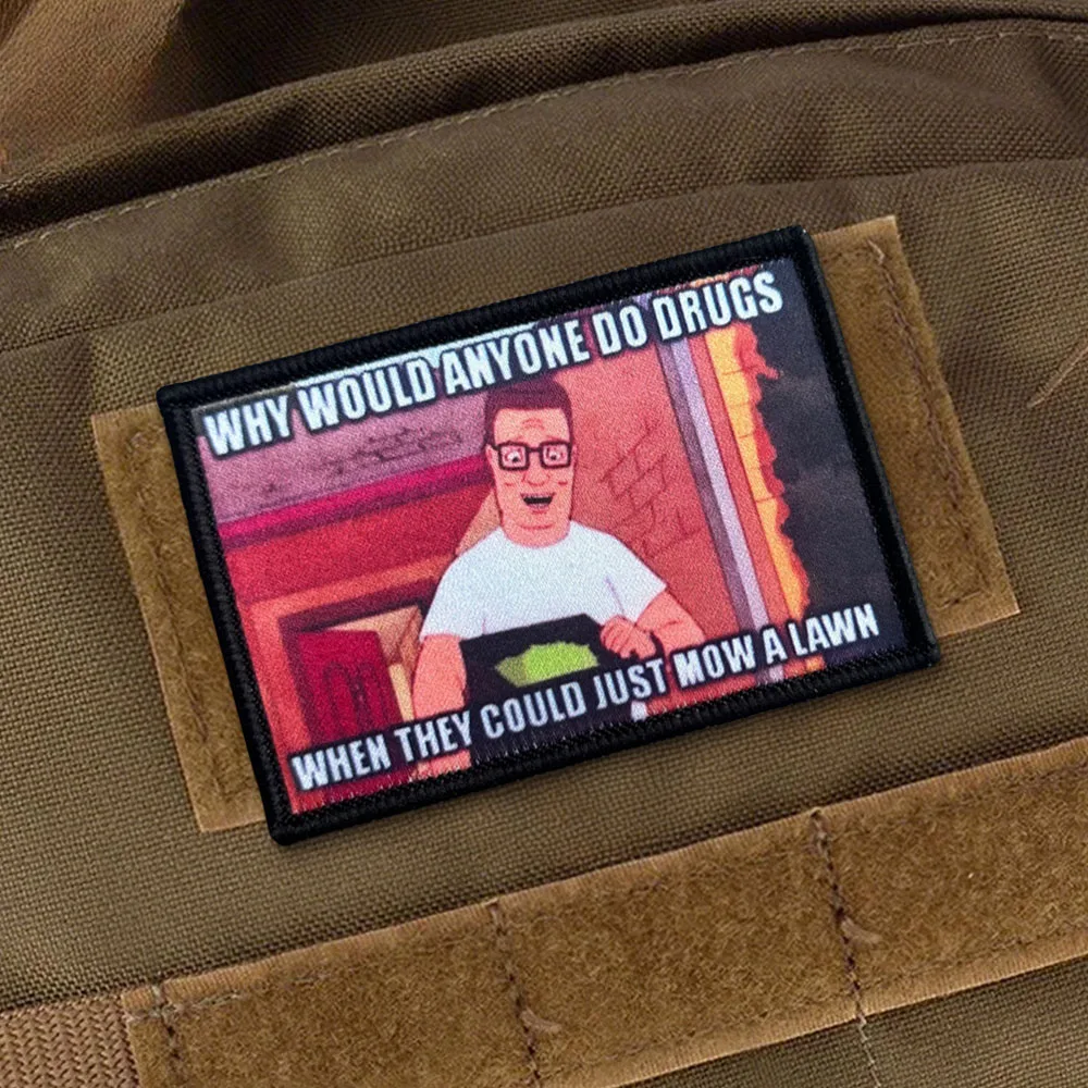 Parches tácticos King of the Hill Hank Morale, parche divertido de gancho y bucle, insignia militar, brazalete, pegatinas para mochila - imagen 3