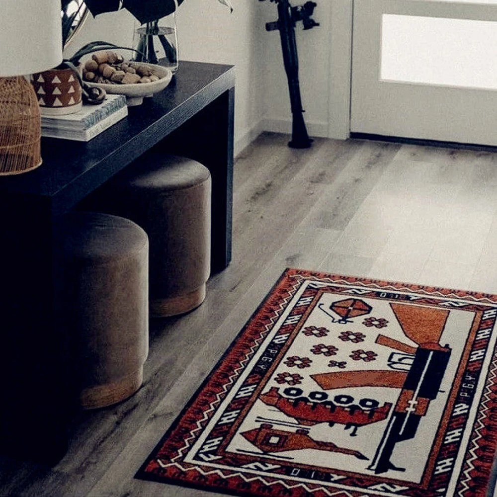 Alfombra de suelo de tendencia táctica estilo de guerra alfombra suave antideslizante absorbente de agua