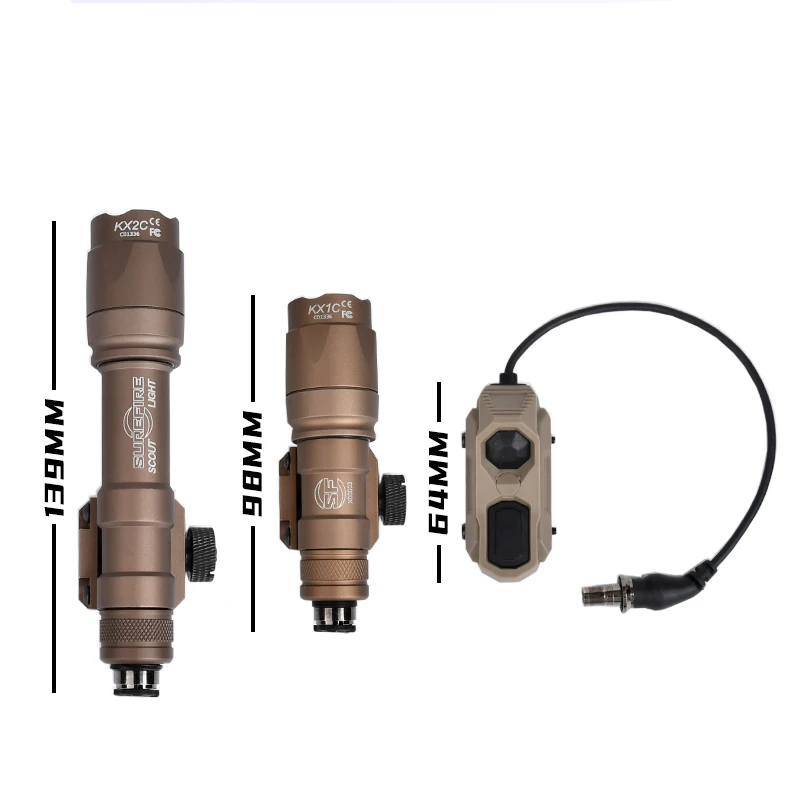 Linterna Surefir M300 M600 con interruptor de presión remoto de doble función AXON MLOK KEYMOD compatible con riel de 20mm caza táctica Airsoft - imagen 5