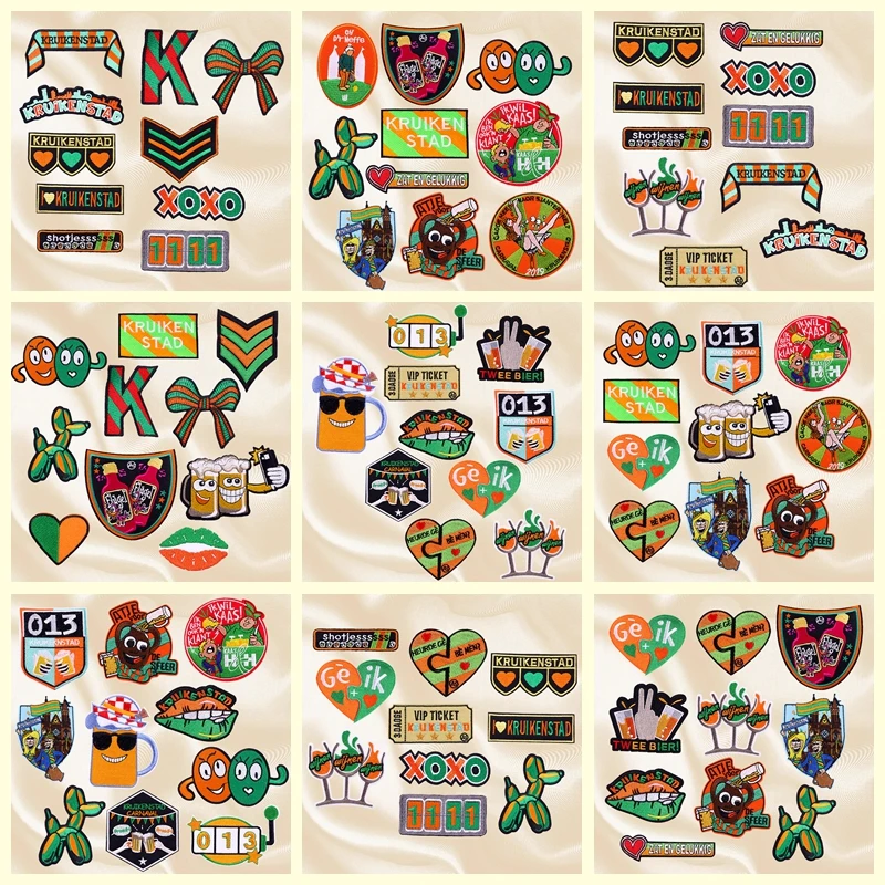 10 unids/set de parches bordados con emblema de Kruikenstad de Países Bajos, parches para planchar para ropa, parche de Carnaval de Países Bajos, costura DIY