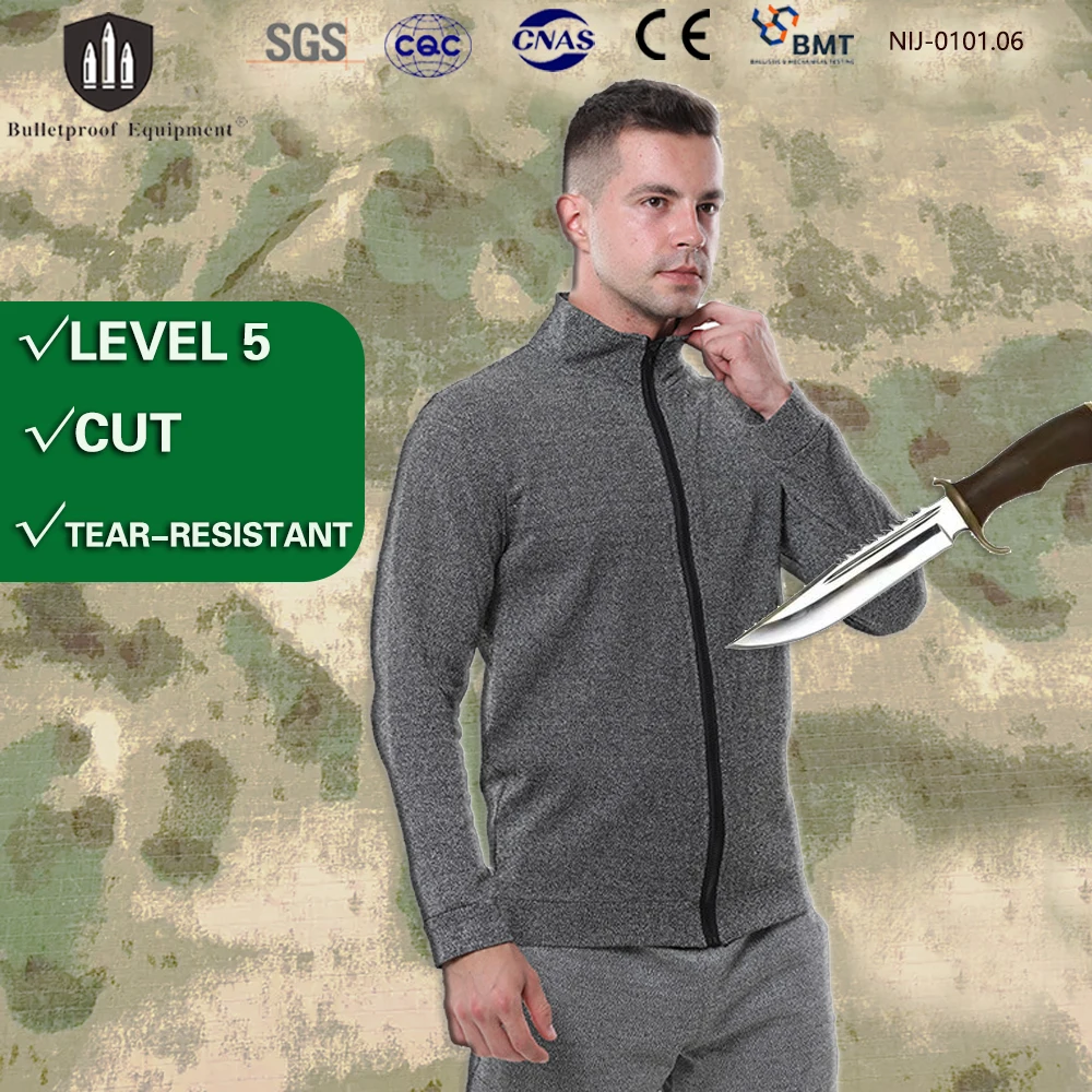 EN388 CE nivel 5 HPPE corte ropa de protección chaquetas autodefensa seguridad deportes al aire libre cremallera resistente al corte para trabajar - imagen 2