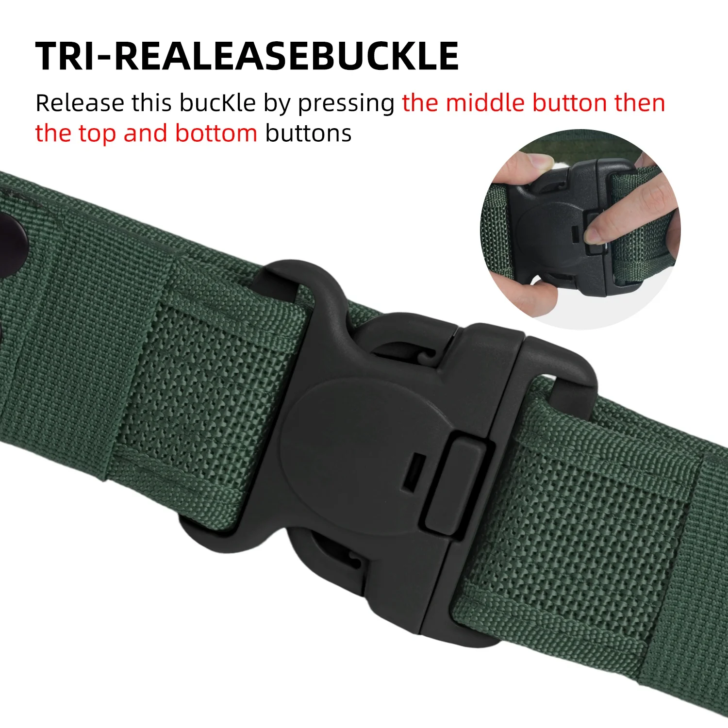 BOOIU Cinturón con hebilla multifunción para senderismo al aire libre táctico con velcro para cinturón con hebilla de entrenamiento deportivo y militar - imagen 3