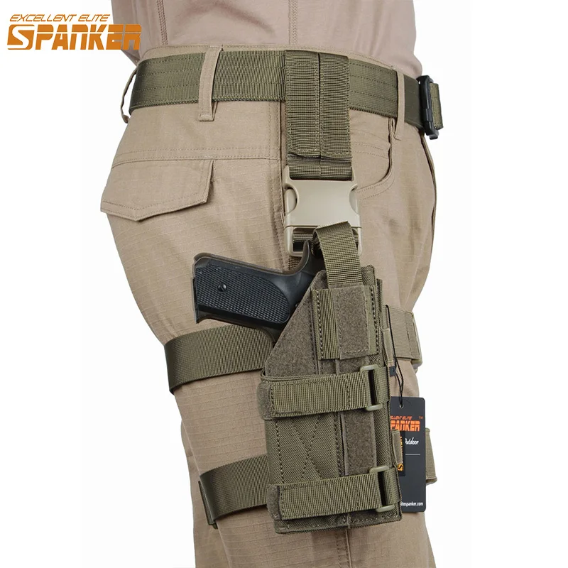 Panel táctico de pierna caída con funda de pistola, traje colgante de caza, fundas de pistola para mano derecha, accesorios de pistola Molle