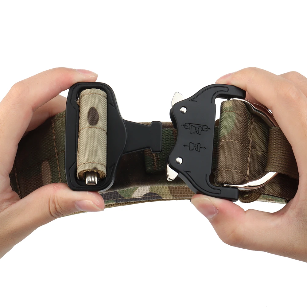 Cinturón táctico de 2 capas, faja de cintura rápida, lazo de gancho, herramientas Molle, caza, combate, Airsoft - imagen 5