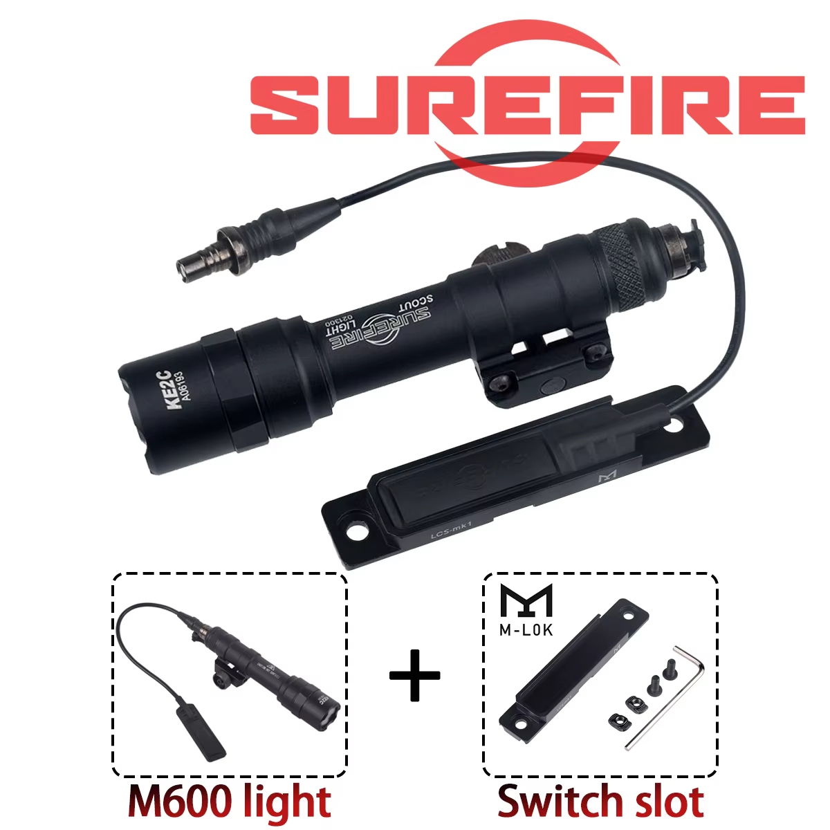Linterna Táctica Surefire LED para Airsoft con Anclaje Mlok y Picatinny
