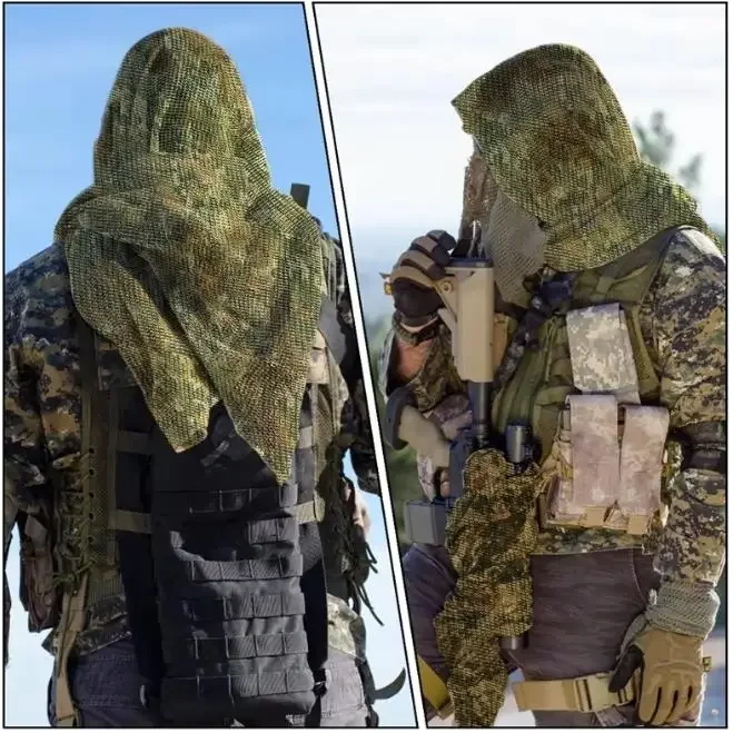 Bufanda de camuflaje, bufanda transpirable de malla táctica, velo facial de francotirador, Camo Airsoft, caza, ciclismo, senderismo, pañuelo, máscara - imagen 4