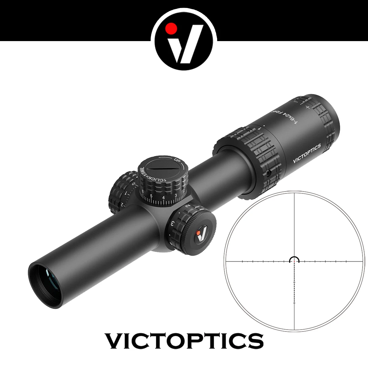 Mira Telescópica VictOptics S6 1-6x24i | Retícula de Fibra con Punto Ultra Brillante | Zoom 6X & Verdadero 1x | Iluminación Roja de 6 Niveles | Alivio Ocular Largo