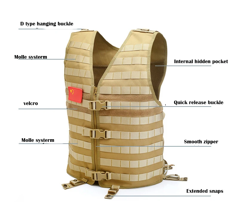 Chaleco táctico Molle militar Swat, chaleco Airsoft de utilidad, chaleco para deportes al aire libre para pesca CS, equipo de caza ajustable - imagen 5