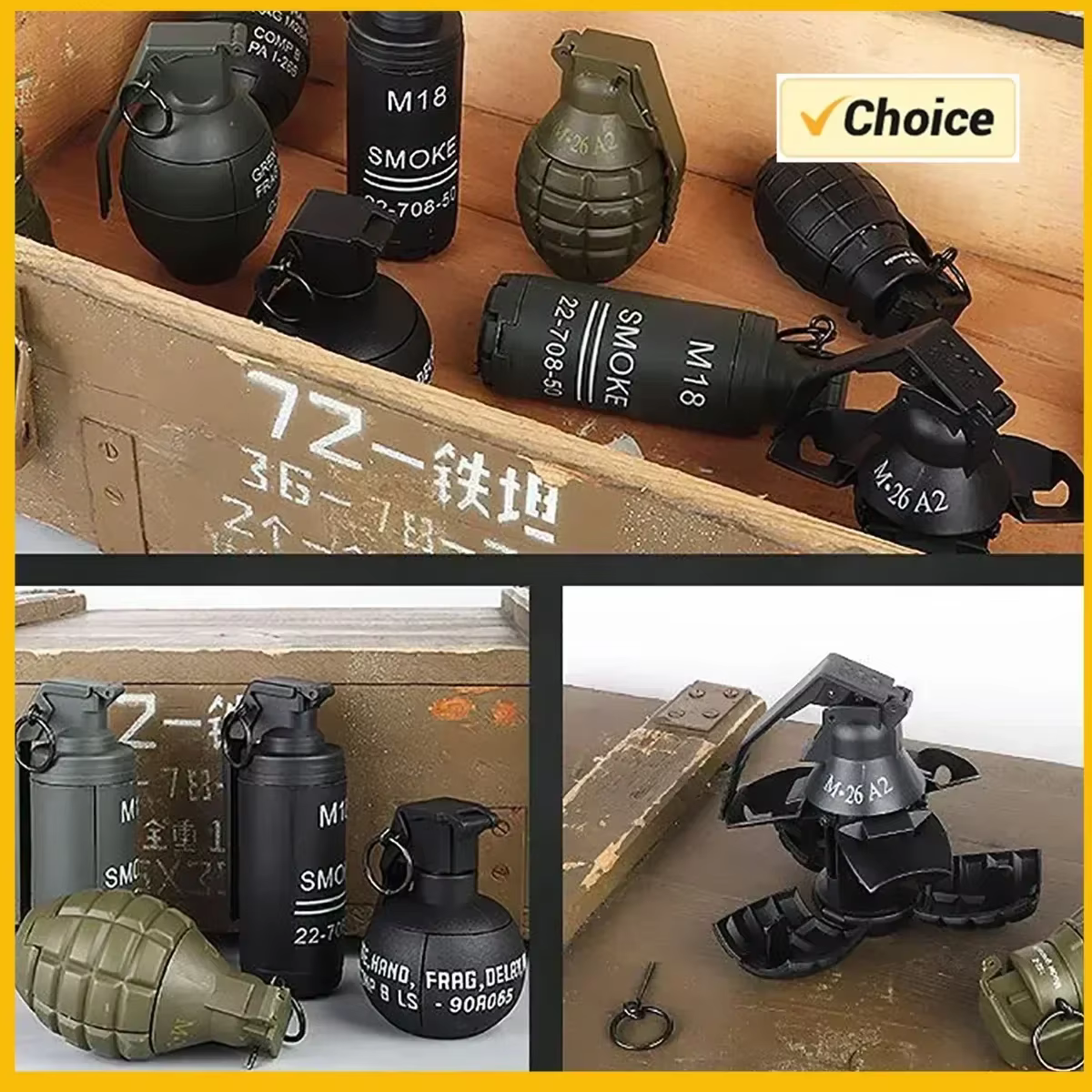 Granada táctica M67 con resorte – Réplica de airsoft y paintball - imagen 2