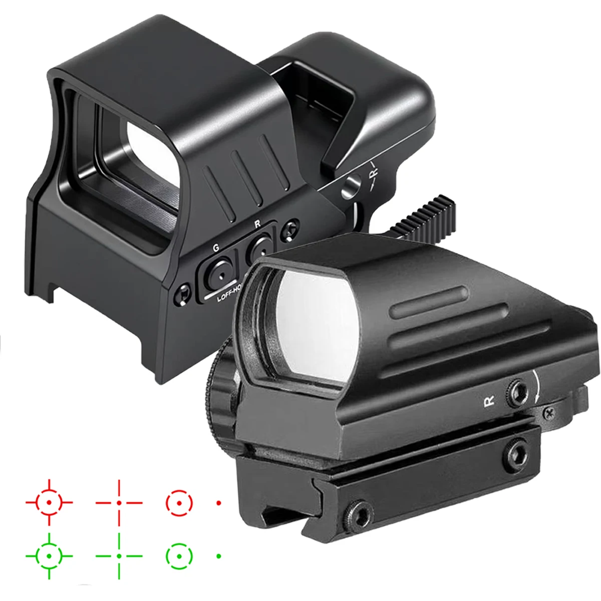 HD118 103 mira óptica holográfica táctica de 4 retículas de punto rojo/verde para montaje en riel Picatinny de 20mm Airsoft/mira telescópica de caza