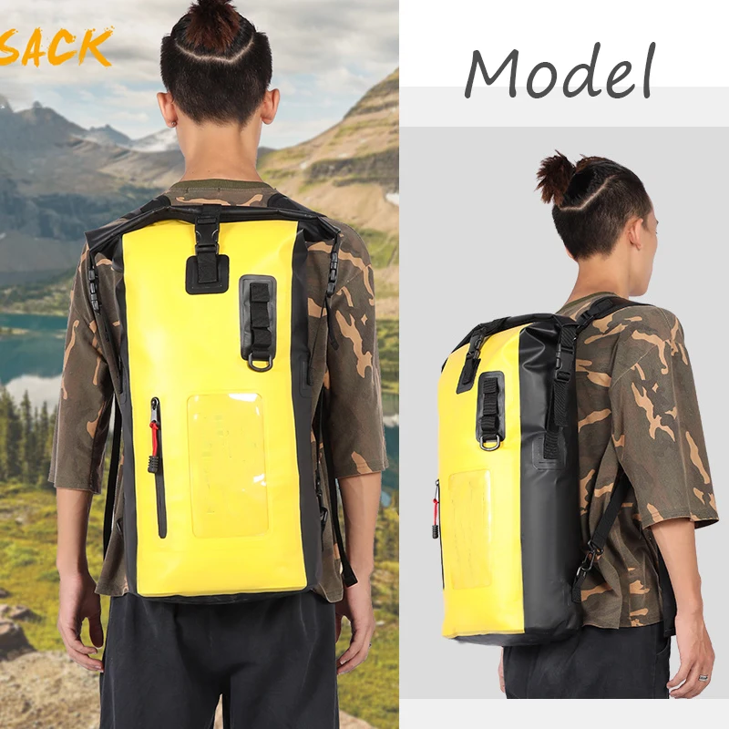 Bolsas secas impermeables de 30L y 25L con bolsillo de separación húmeda, mochila para kayak, canotaje, natación, bolsa para deportes al aire libre, paquete flotante - imagen 2