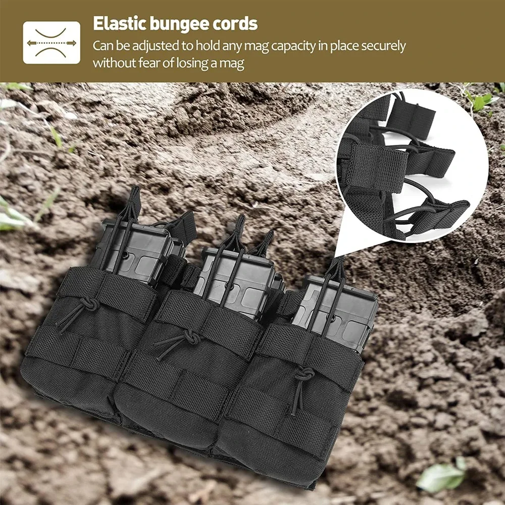 Nueva bolsa Molle para exteriores, bolsa Triple para revistas, bolsas magnéticas de doble capa, soporte Universal para cartuchos para M4 M14 M16 AK AR - imagen 3
