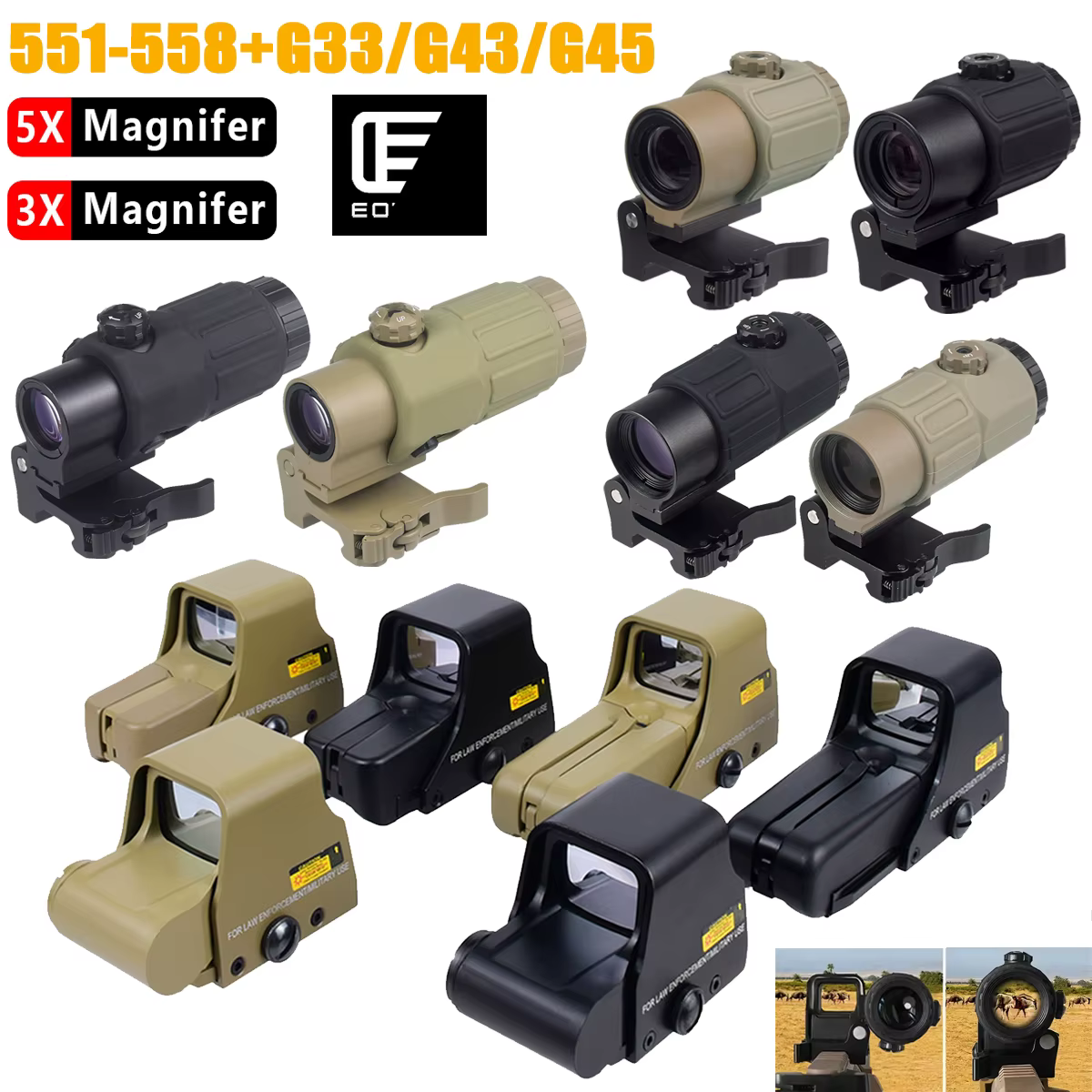 Colimador holográfico Eo**ch mira táctica punto rojo para airsoft