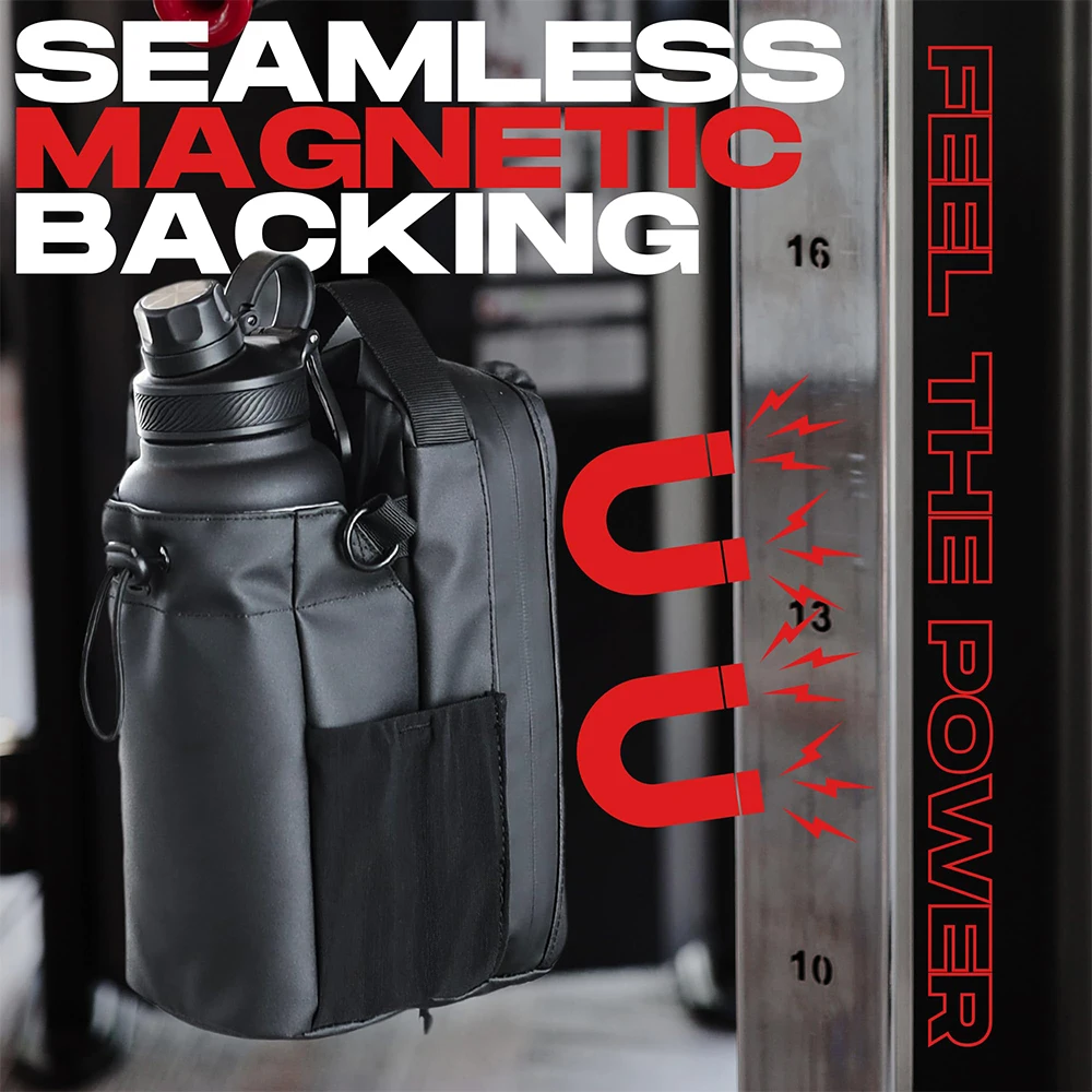 Bolsa bandolera magnética para botellas para hombres y mujeres Bolsa de gimnasio magnética para viajes, trabajo y deportes Mantenga sus artículos alejados del sucio suelo del gimnasio