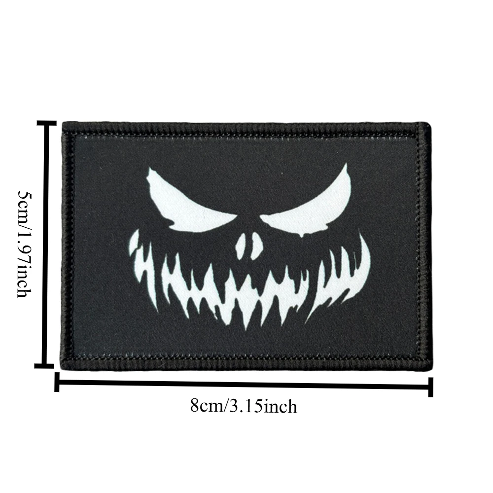 Parches Tácticos Divertidos con Cara de Fantasma, Insignia Militar de Moral, Emblema de Sonrisa Aterradora, Banda de Gancho y Bucle para Gorra - imagen 2