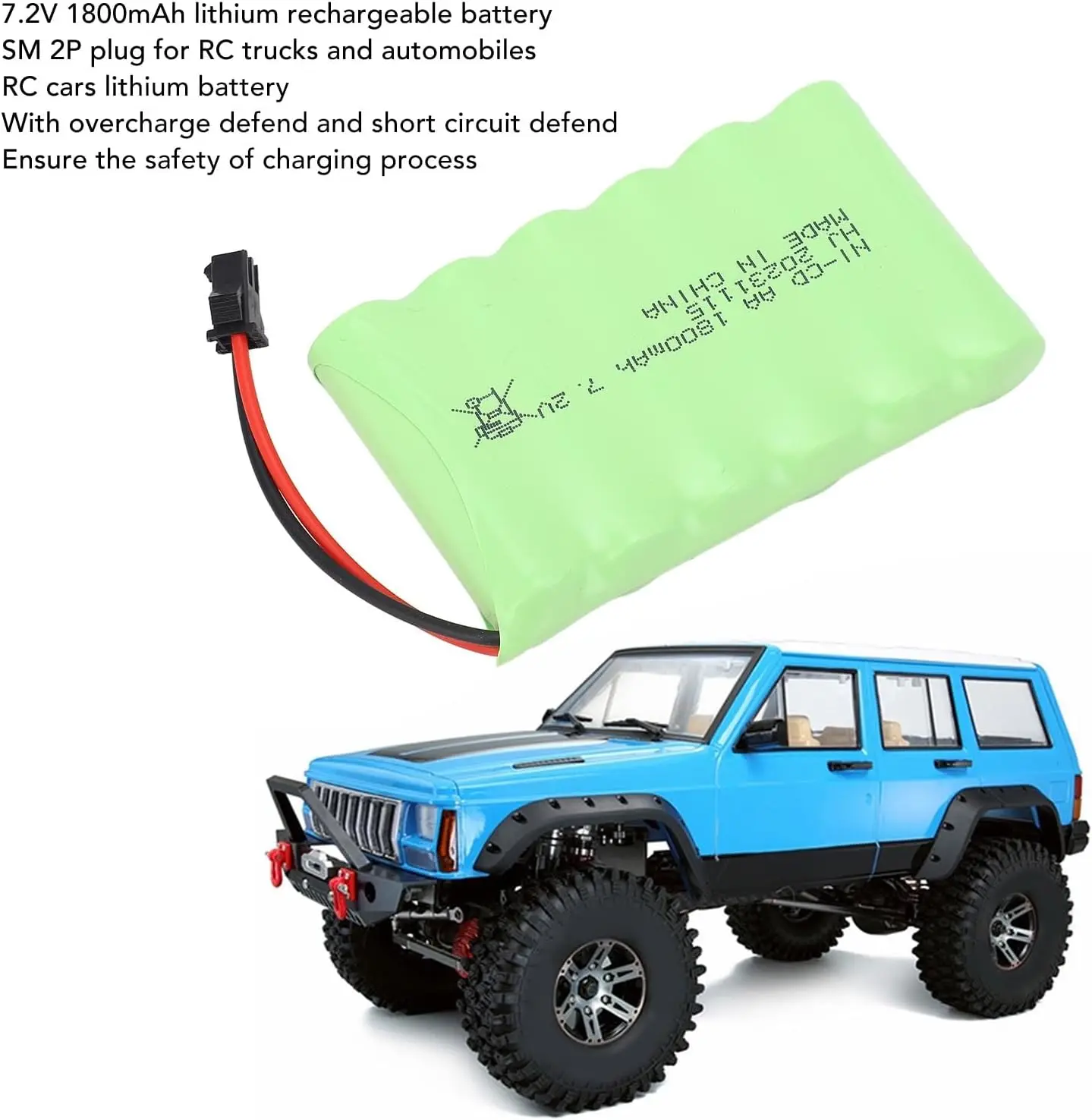 7,2 V 1800mAh Ni-CD AA batería de litio recargable SM-2P enchufe para RC juguete coche barco pistola tanque camión trenes RC modelo de juguete - imagen 3