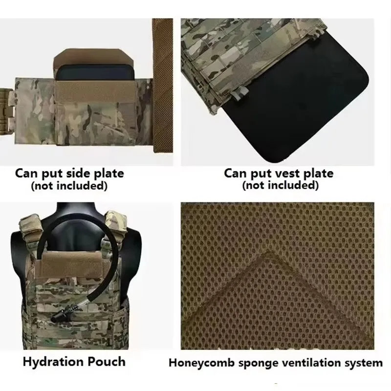 Chaleco portador de placa YAKEDA, bolsas para revistas Molle de nailon 1000D de liberación rápida, Chaleco táctico de caza - imagen 5