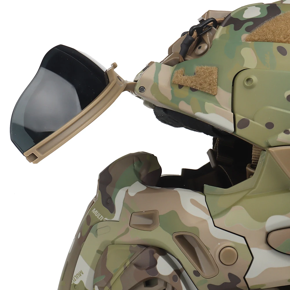SRU SR casco táctico 2 en 1 Airsoft, máscara de cara completa, sistema de refrigeración, visera abatible, CS, sombreros de entrenamiento, caza y Paintball - imagen 3