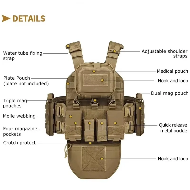 Yakeda 1000D Nylon Molle chaleco táctico al aire libre CS equipo multifuncional Modular Colete Tactico chaleco de combate de entrenamiento - imagen 5
