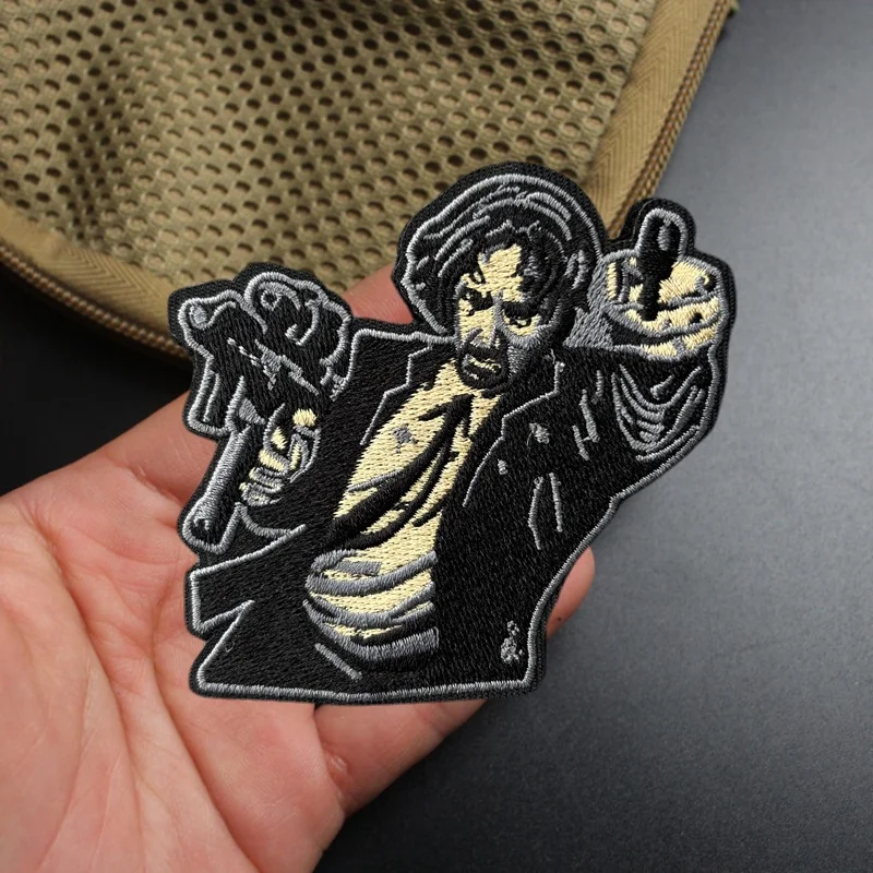 Parche bordado de dos pistolas para ropa, insignia de moral táctica JOHN WICK, parches militares con gancho, pegatinas para mochila, brazalete - imagen 2