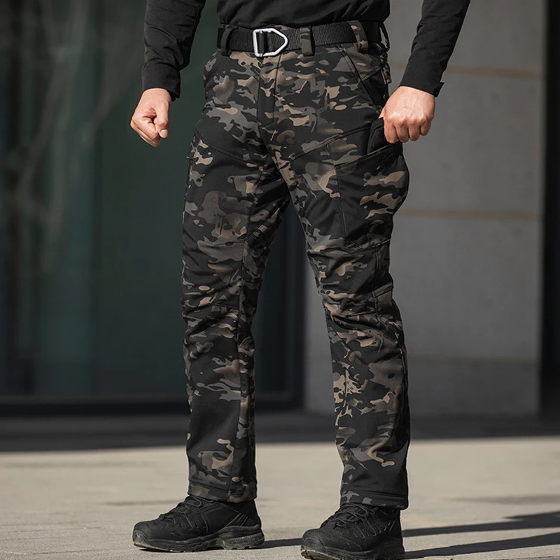 Pantalones tácticos militares de lana para hombre, pantalones impermeables para entrenamiento de combate, escalada, a prueba de viento, para invierno - imagen 3