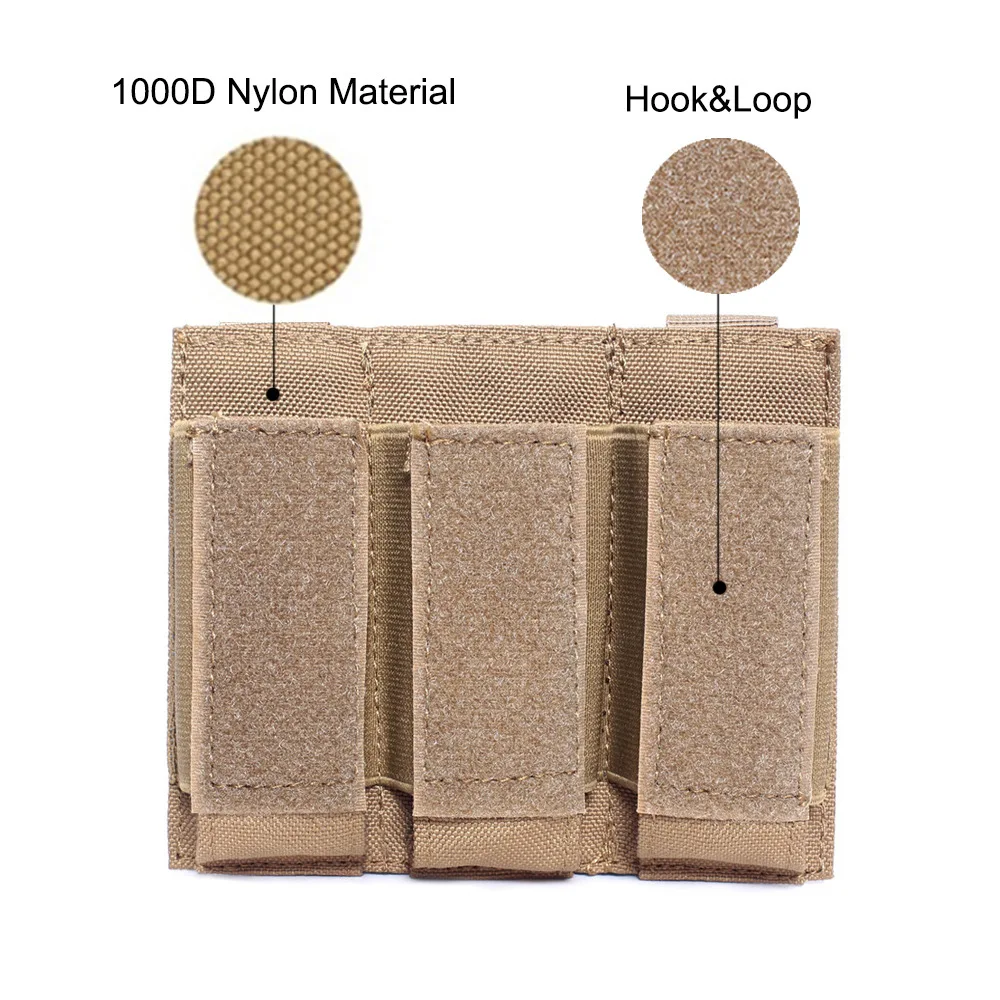 Bolsa para revistas Triple para pistola táctica, bolsa para revistas de 9mm, bolsa MOLLE Mag de extracción rápida, Kit de herramientas EDC, accesorio de caza al aire libre - imagen 3
