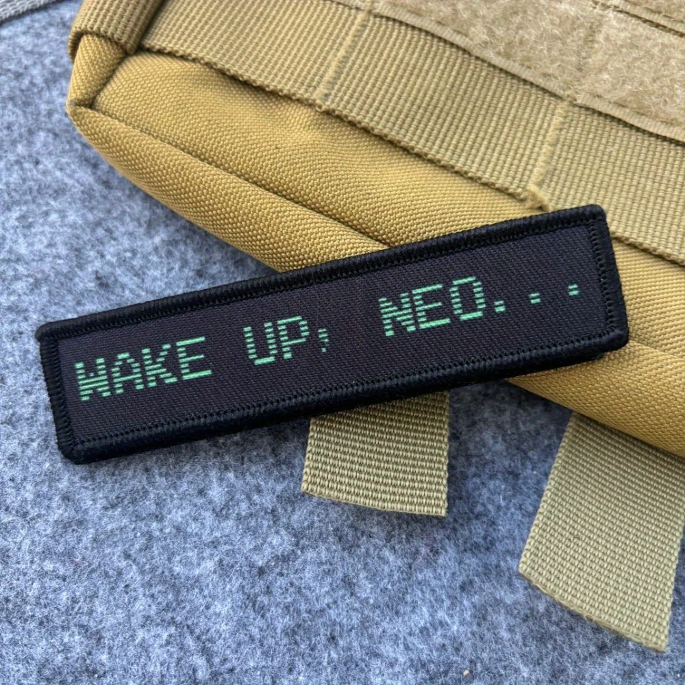 Parche táctico Wake Up Neo Morale, emblema de gancho y bucle impreso, insignia militar, brazalete de combate, pegatinas para mochila