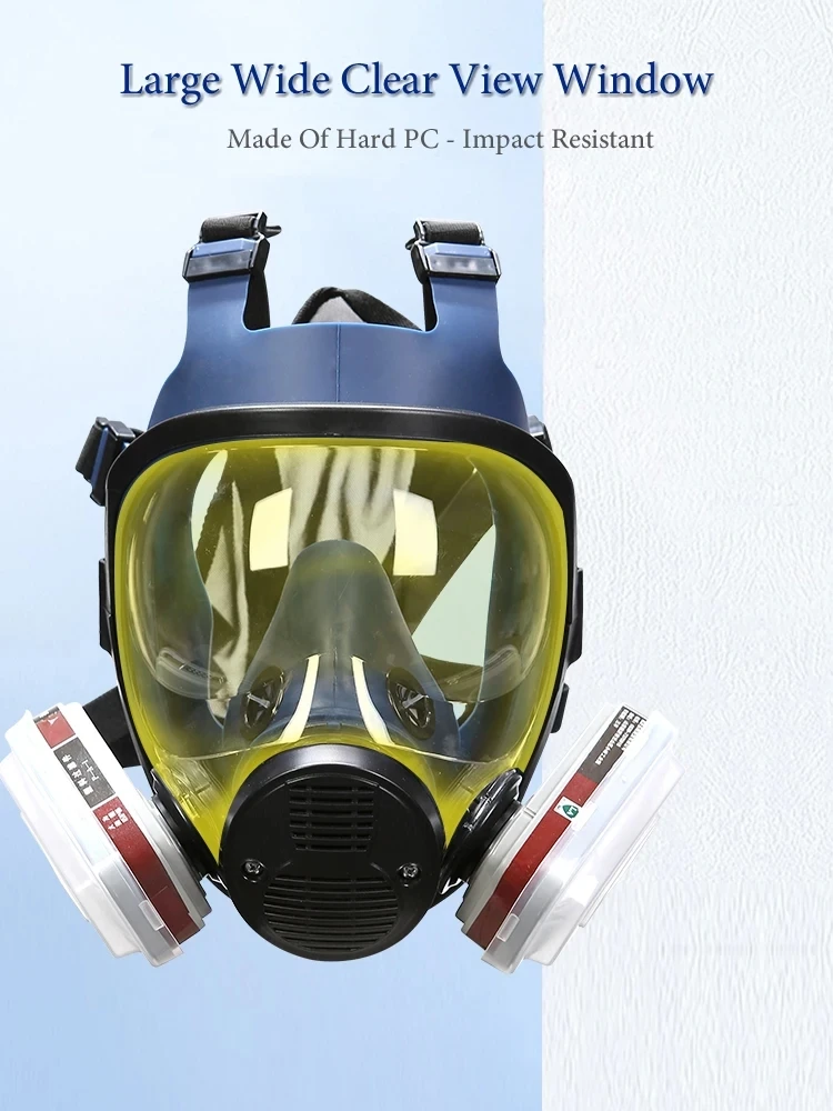 Máscara de Gas anticontaminación 7 en 1, mascarilla facial completa con filtros duales, antipolvo, para soldadura, pulverización, pintura, protección de seguridad en el trabajo - imagen 3