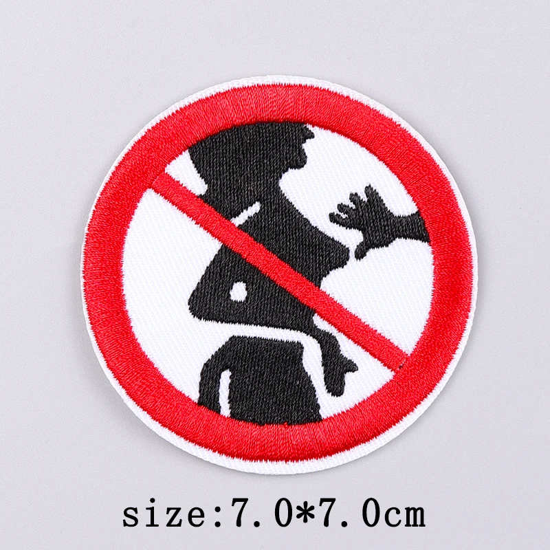 Parche bordado de señal prohibido, parches de advertencia de peligro para ropa, parches para planchar para ropa, marcador Nuclear, coser, Fusible - imagen 4