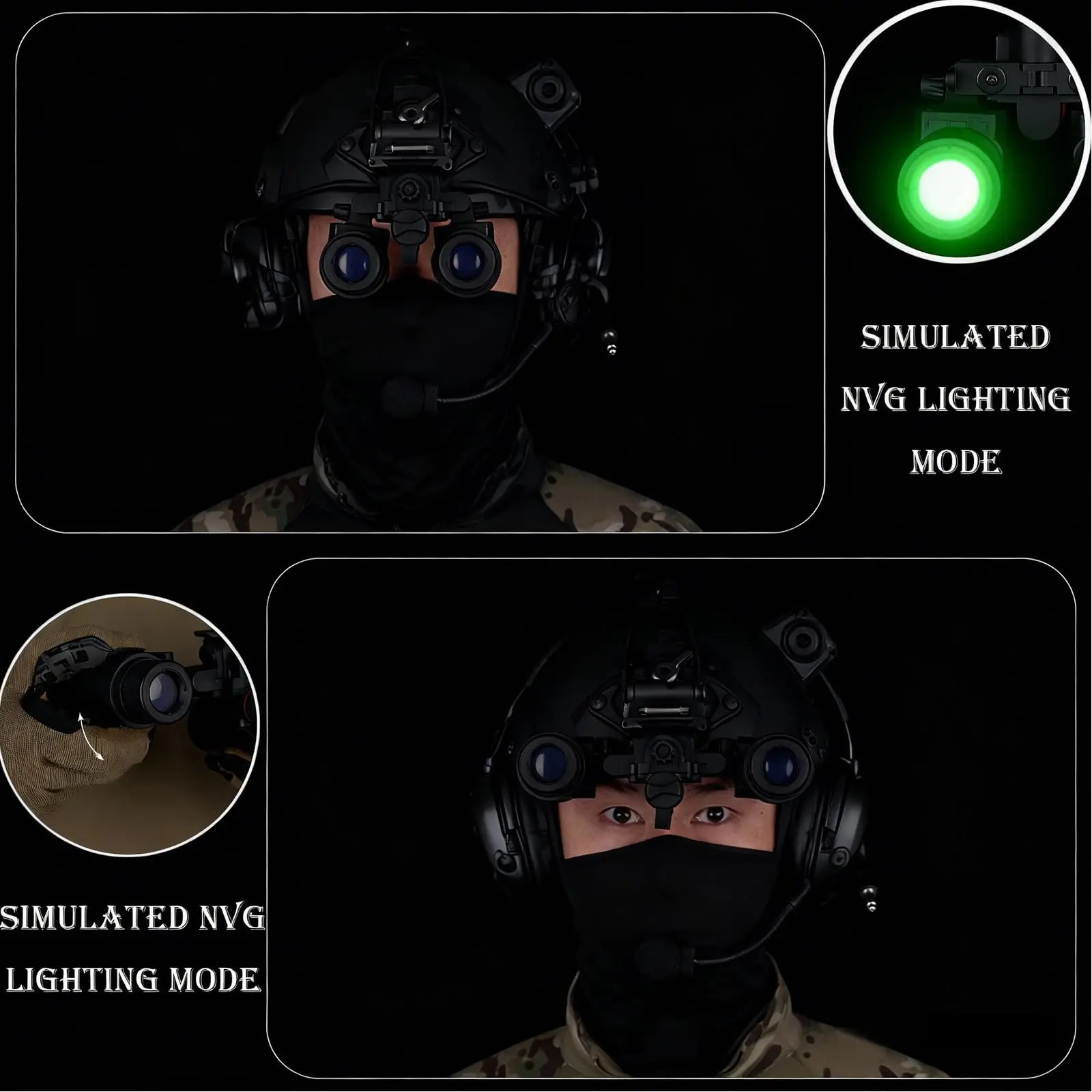 Casco táctico NVG con comunicación IR, auriculares y gafas protectoras - imagen 5
