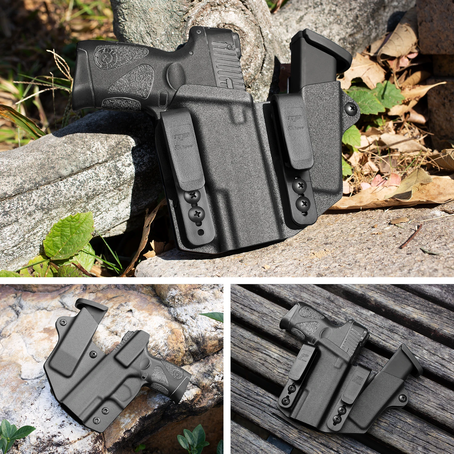 Solo se ajusta a Glock G19, G19X, Compatible con G17, funda Sidecar Kydex IWB con estuches para equipos de bolsa para revistas, bloqueo de sonido y mano derecha - imagen 4