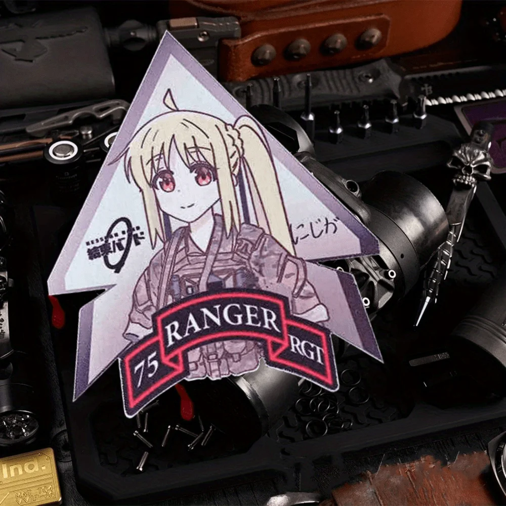 Parche táctico de roca solitaria, insignia de moral de chica de pistola militar, brazalete, parches de gancho y bucle impresos de pequeña soledad, pegatinas para mochila - imagen 5