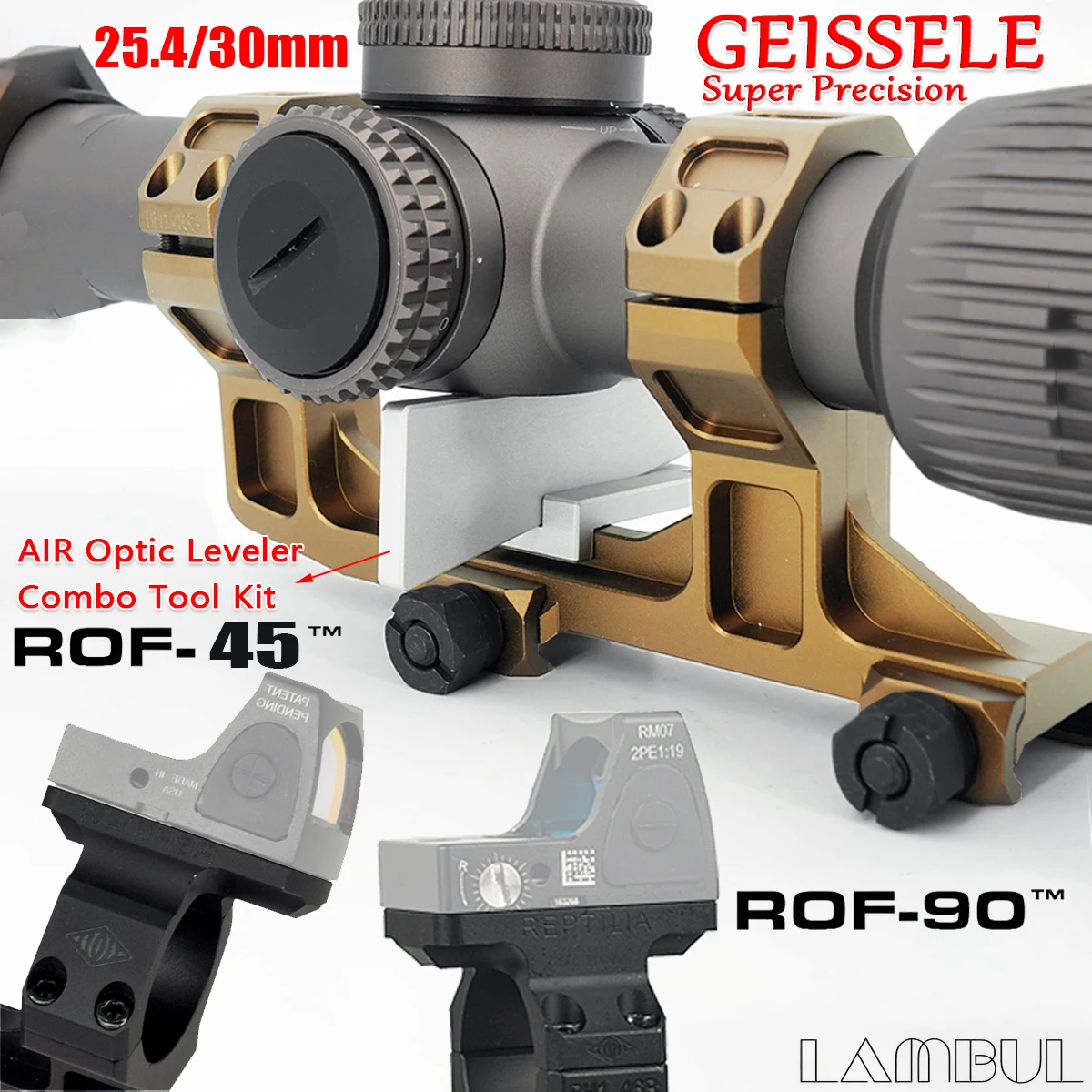 GEISSELE-Soporte de alcance óptico con anillo de 25,4/30mm, ROF-90/45 RM, montaje de mira de punto rojo para AR15 M4 M16 con Kit de herramientas combinadas niveladoras de alcance de aire - imagen 2
