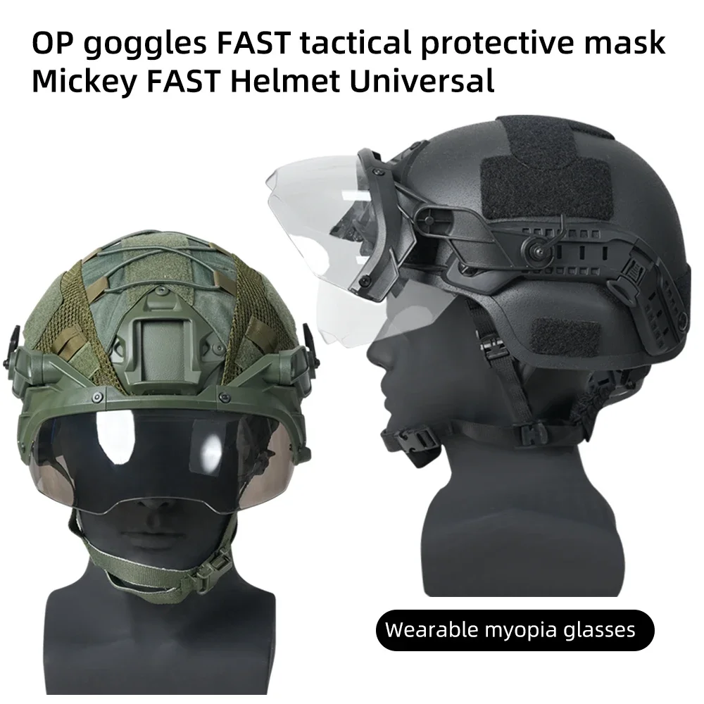 Casco táctico OP gafas con cuernos desmontable casco FAST MICH antivaho y antidisturbios OP CS gafas protectoras ajustables - imagen 2
