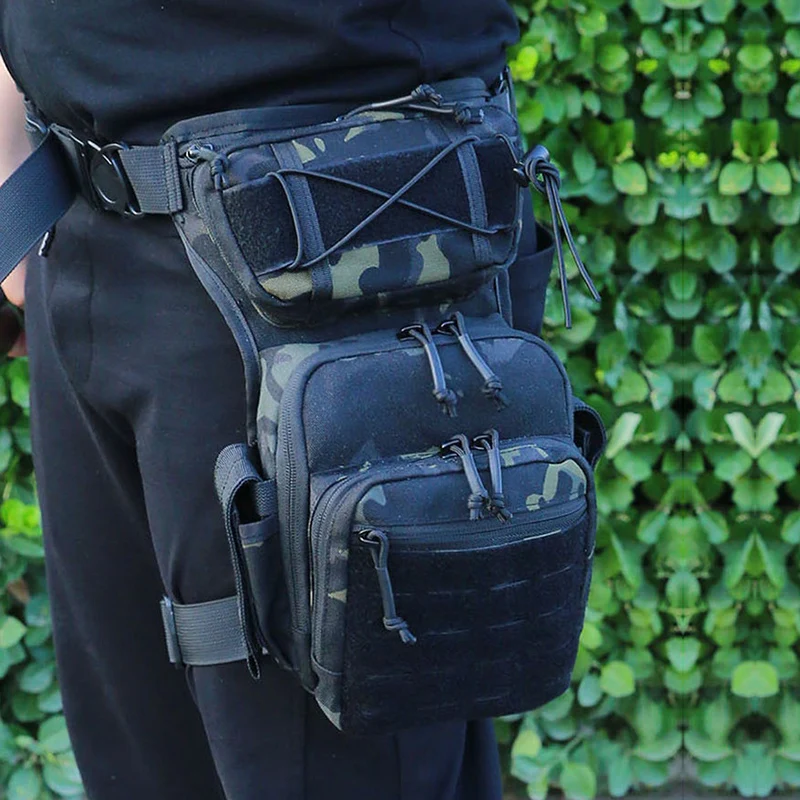 Riñonera táctica multifuncional para hombre, bolsa de nailon 1000D para pierna, para acampar, escalada, cadera, hombro, X523A - imagen 5