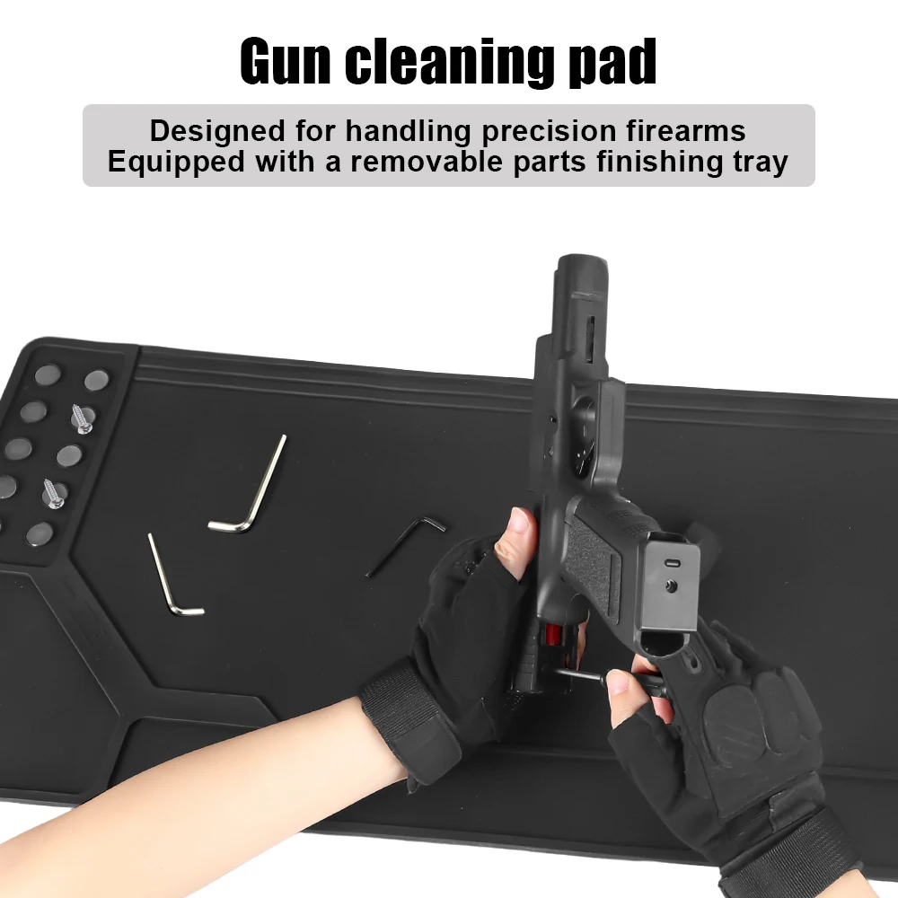 Estera de limpieza de pistola magnética, estera protectora antideslizante y resistente al aceite para Rifles/pistolas, estera de banco de trabajo de reparación de goma, 1 Uds. - imagen 3