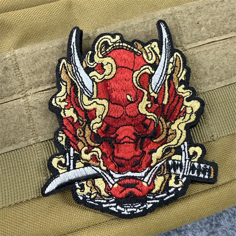 Parche táctico estilo Punk de guerrero demonio, insignia de moral con gancho y bucle, parches adhesivos decorativos para mochila para ropa - imagen 5