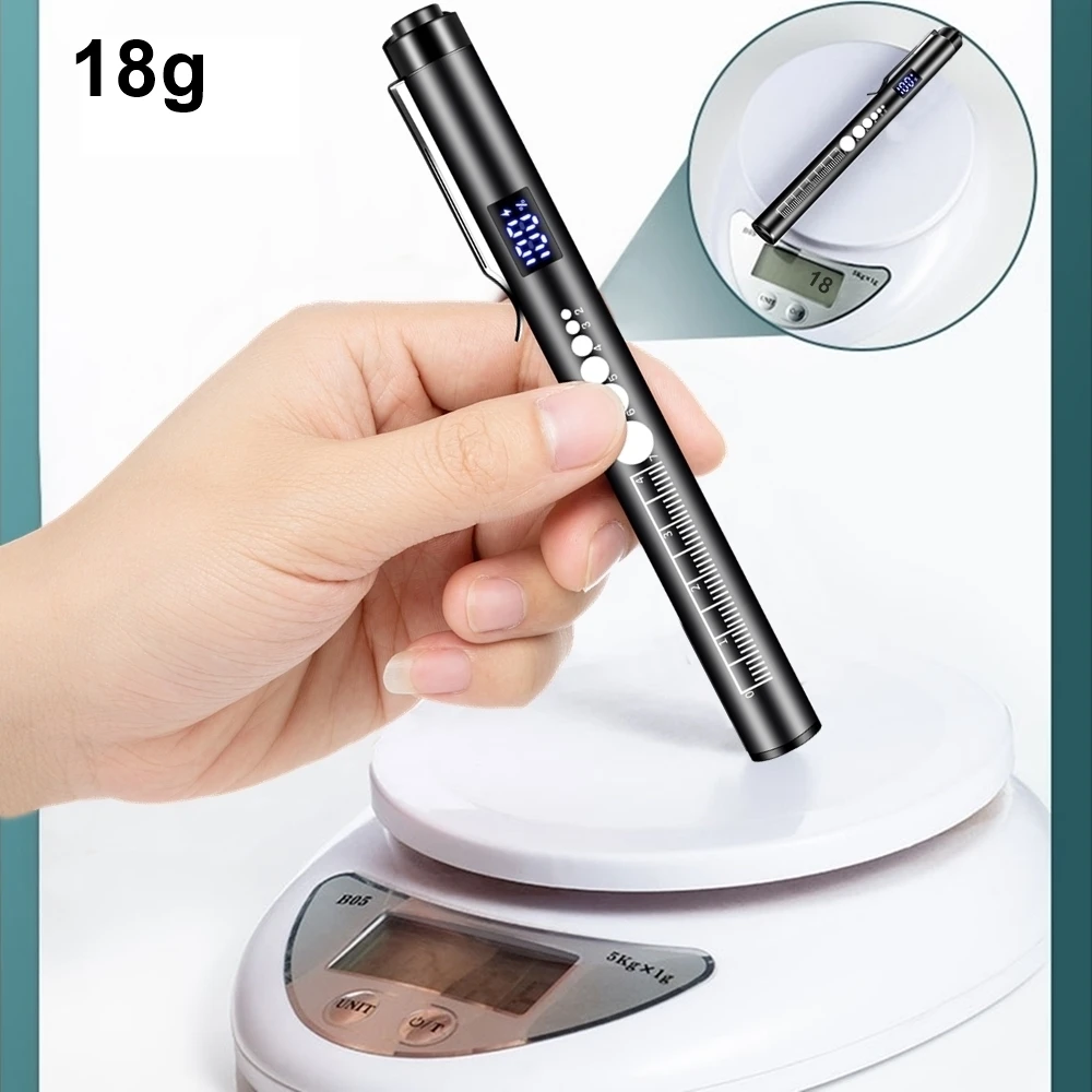 Mini linterna LED LCD 2 en 1 con bolígrafo blanco/amarillo, recargable por USB, lámpara para pupila de ojos, Camping, iluminación de emergencia para niños - imagen 3