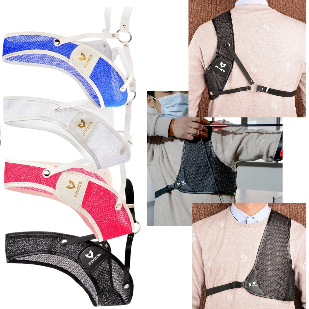 Protector de pecho ajustable para mano derecha de tiro con arco, protección de tela duradera para tiro de caza con arco recurvo tradicional, 1 ud.
