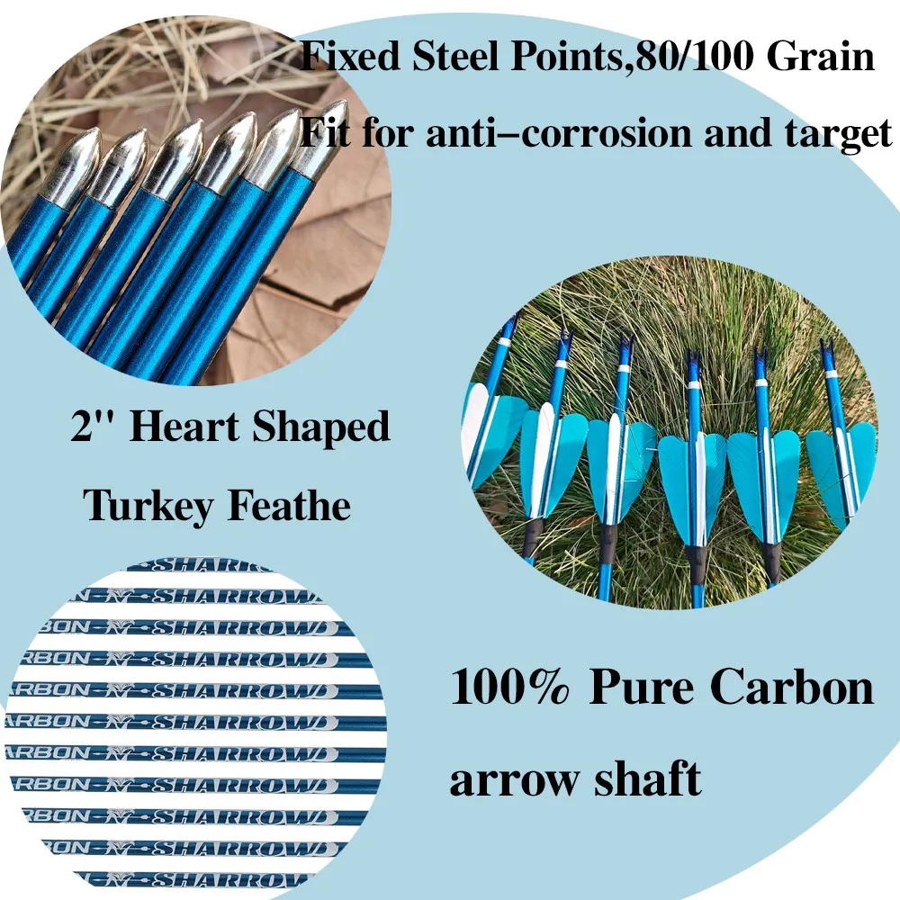 Flecha de Carbono Puro para Tiro con Arco de 32 Pulgadas, Puntas Fijas, Espina 400 500 600 700 800 900 1000, ID4.2mm, Flecha de Carbono para Tiro con Arco, Caza y Tiro al Blanco - imagen 2