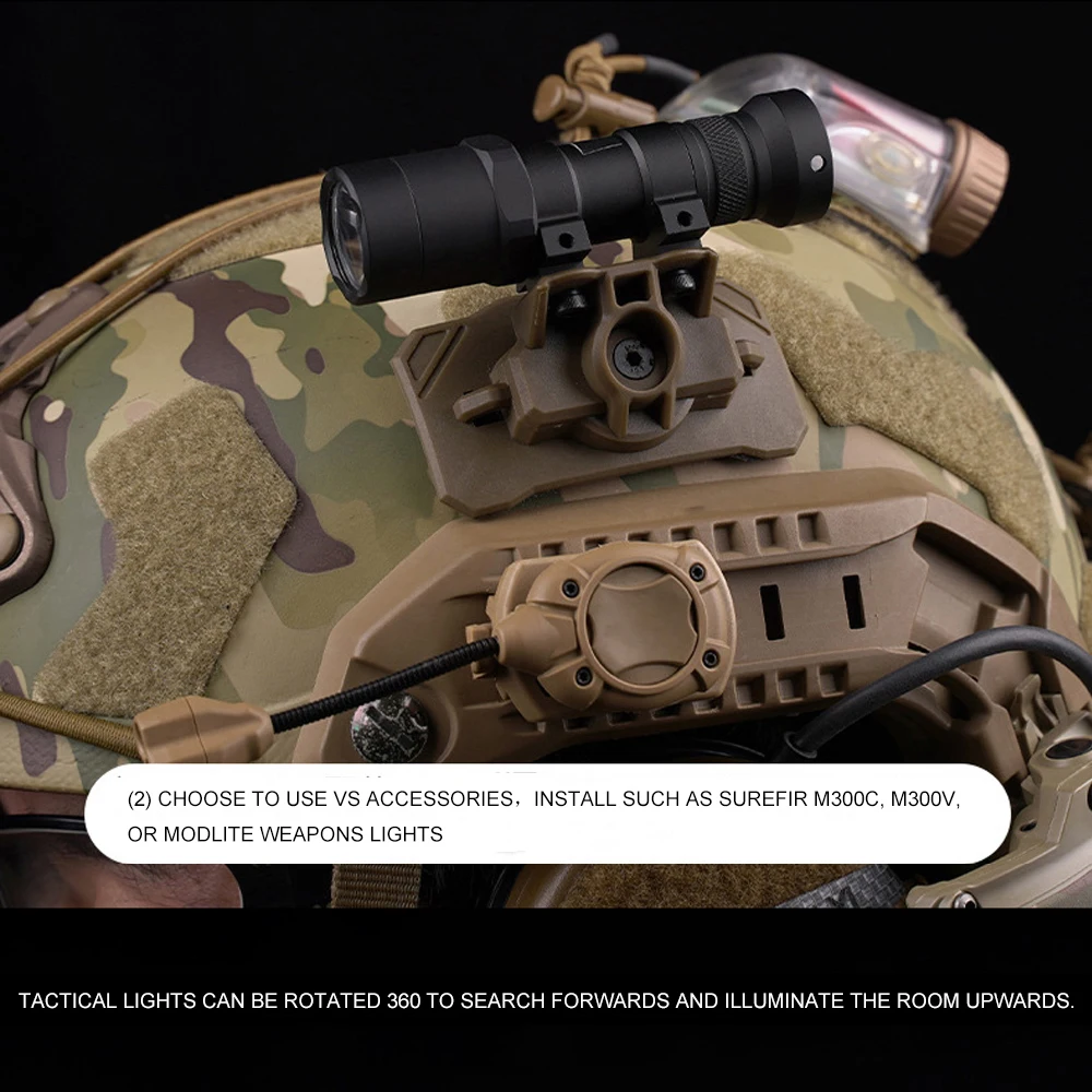 Adaptador de montaje para casco táctico 360 ° Girar para X300/X400/TLR-1/Surefir Series adaptador de lámpara Militar Airsoft accesorios para casco - imagen 5