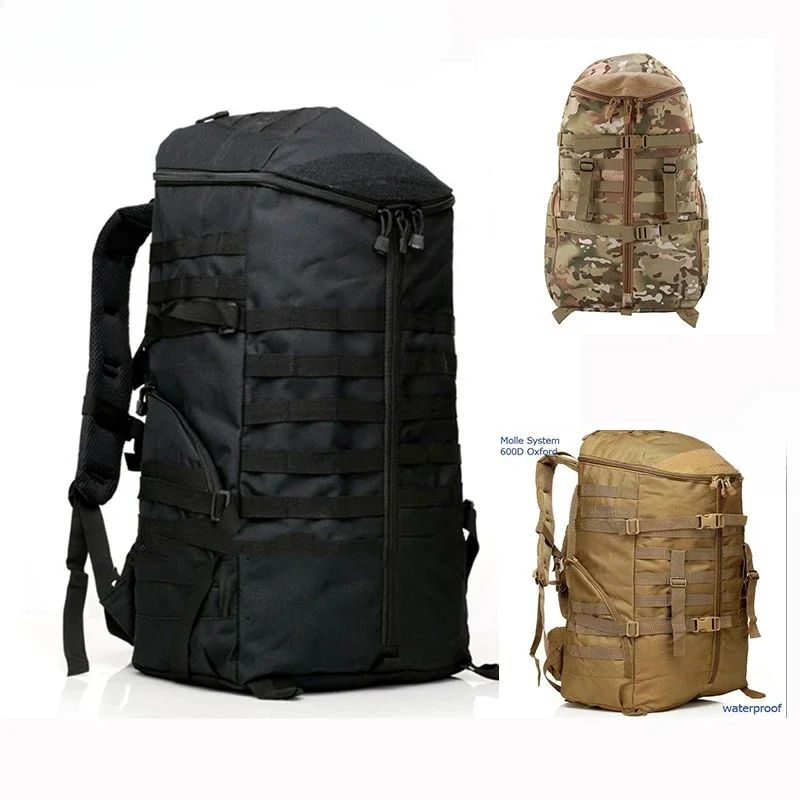Mochila deportiva de camuflaje de alta capacidad, resistente al agua, Camping al aire libre, táctica de viaje multifunción, hombro, 55L - imagen 5