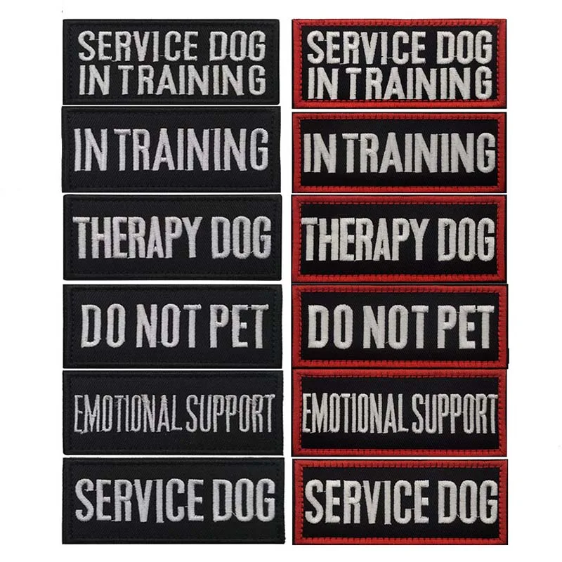 Perro de terapia de servicio para entrenamiento, pegatinas de tela de soporte emocional, parche bordado con gancho, insignias de moral táctica para chaleco - imagen 3