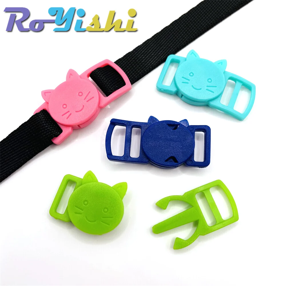 20 unids/pack 3/8 "cabeza de gato de colores mezclados hebillas de seguridad de plástico para Collar de gato Paracord correas sujetador accesorios de ropa - imagen 4