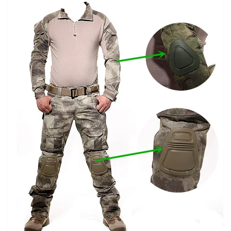 Pantalones de senderismo para adiestramiento al aire libre, uniforme táctico, camisas de camuflaje táctico, ropa de trabajo transpirable, pantalones Cargo, coderas, rodilleras, trajes de caza - imagen 3
