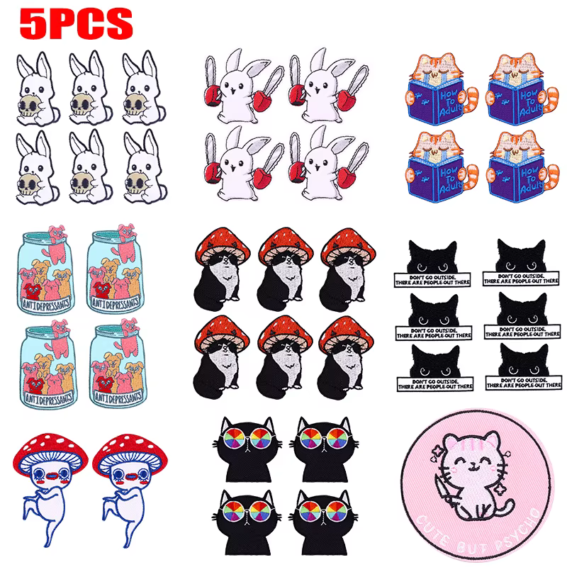 Parche bordado termoadhesivo gato conejo – Animal para planchar ropa