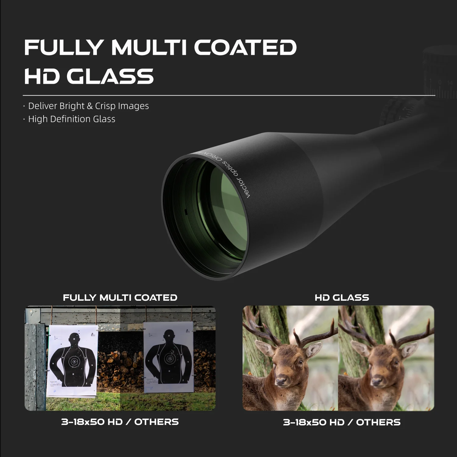 Mira Telescópica Vector Optics Orion 3-18x50 SFP HD Táctica | Tubo de 30 mm, 100 MOA, Lente FMC, 6 Modos de Iluminación Roja, Parada Cero - imagen 4