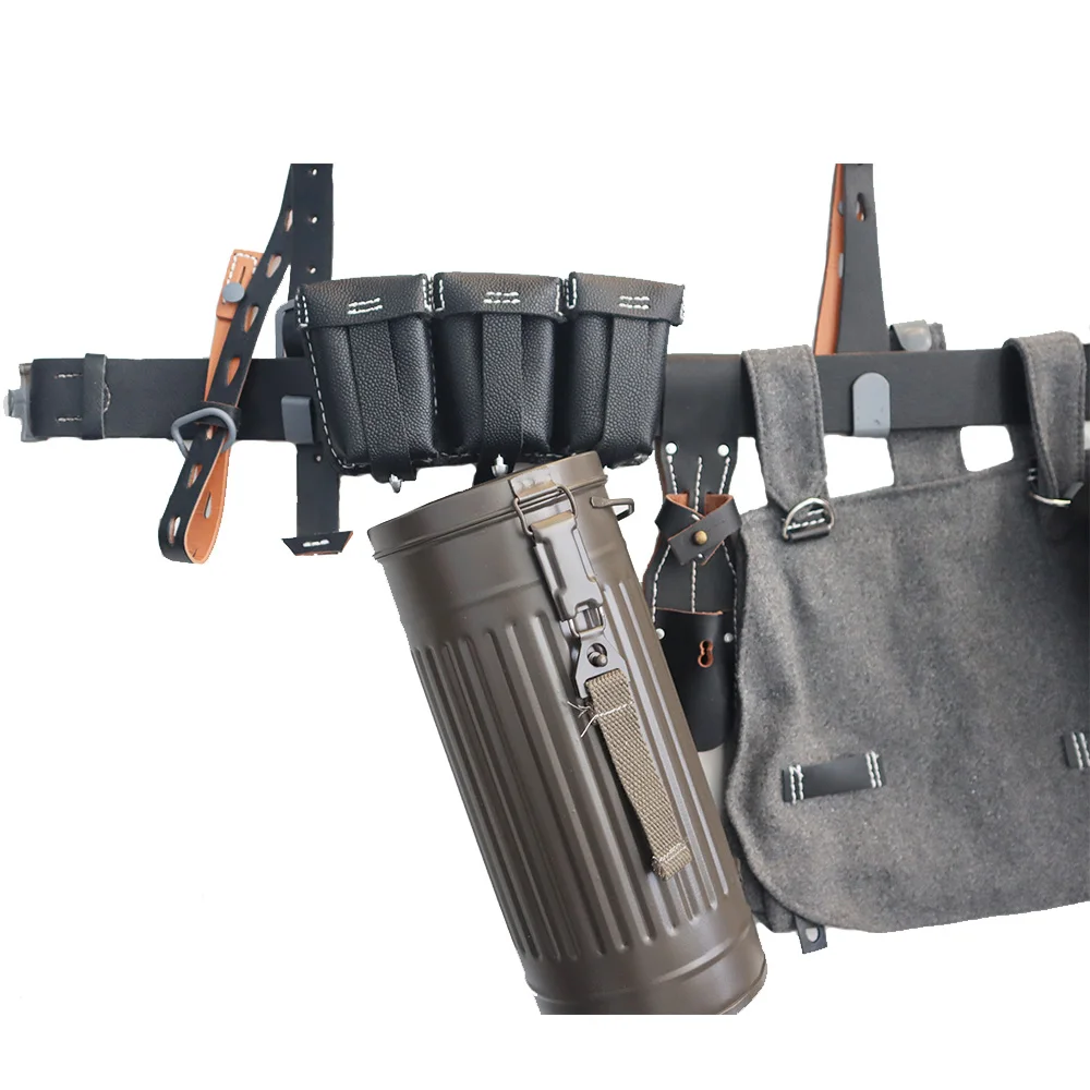 Mochila alemana de la Segunda Guerra Mundial, cinturón táctico de 98k, combinación de cuero, paquete de almacenamiento de soldado, bolsa para exteriores, combinación de equipo, paquete de 98K - imagen 2
