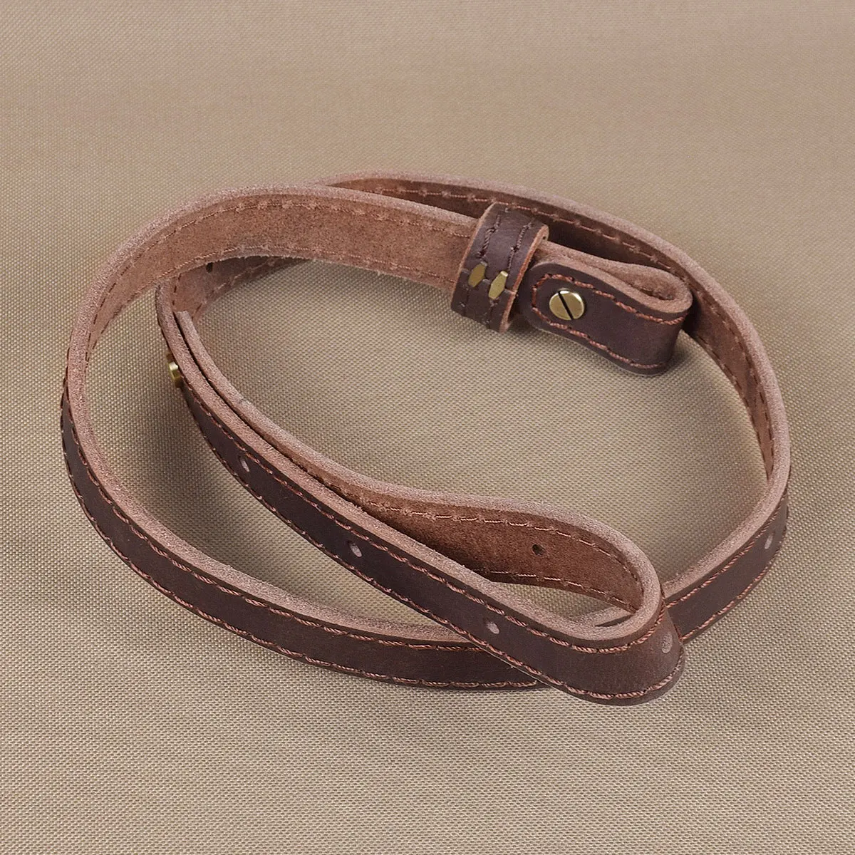 Eslinga de cuero para escopeta, correa para Rifle, cinturón de montaje giratorio genuino, adaptador de eslinga desmontable rápido de Metal para caza ajustable - imagen 3