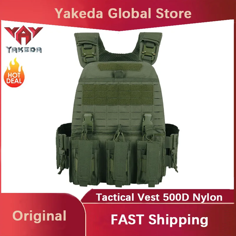 Chaleco táctico YAKEDA 500D nylon camuflaje MOLLE entrenamiento CS